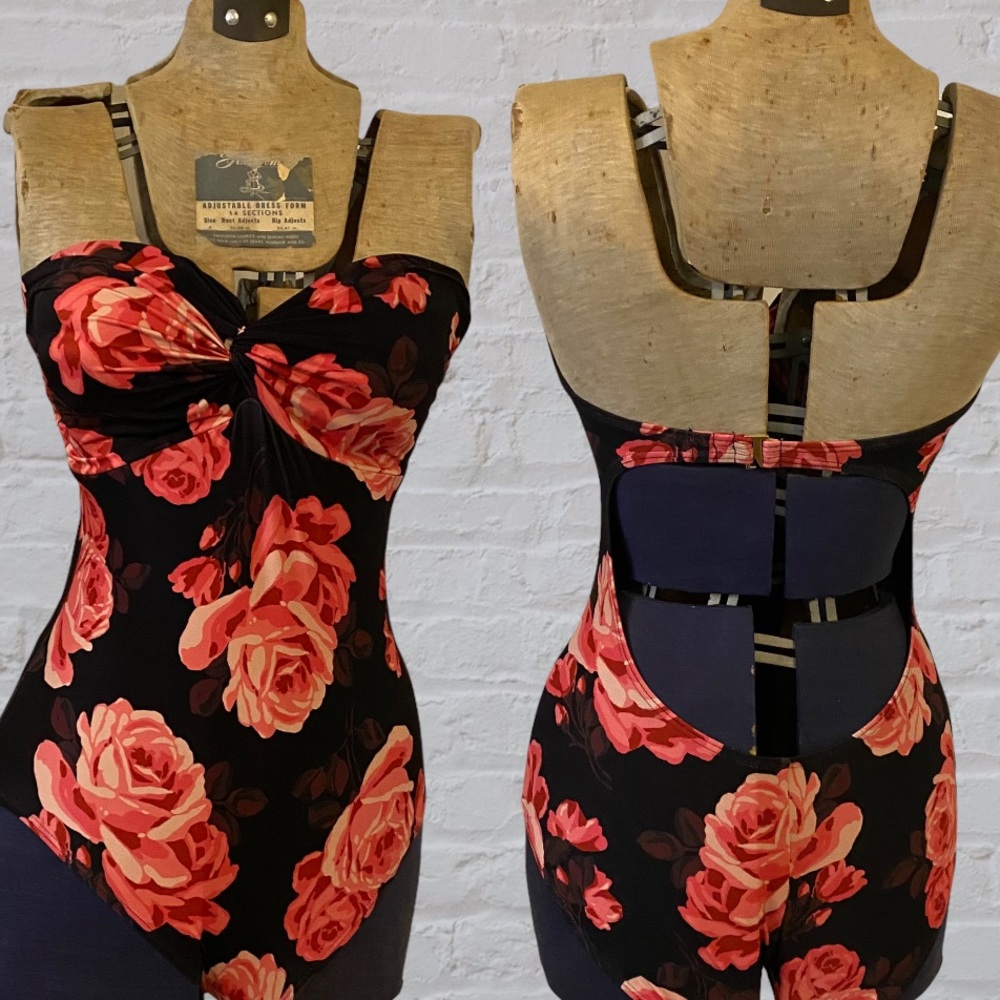 Kate Spade Black and Pink Floral One Piece Swimsuit